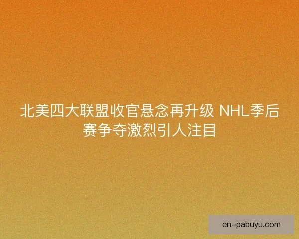 北美四大联盟收官悬念再升级 NHL季后赛争夺激烈引人注目
